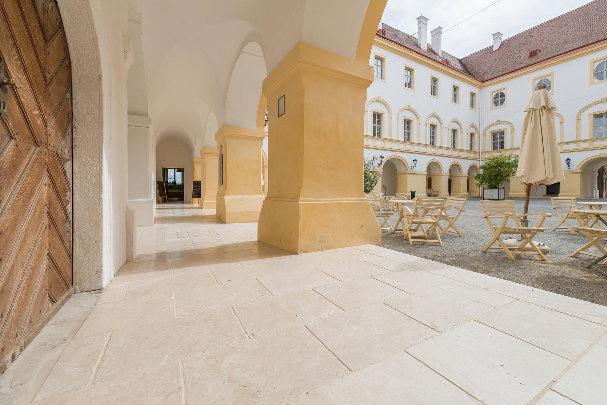 Castle courtyard with natural stone floor made of limestone-4