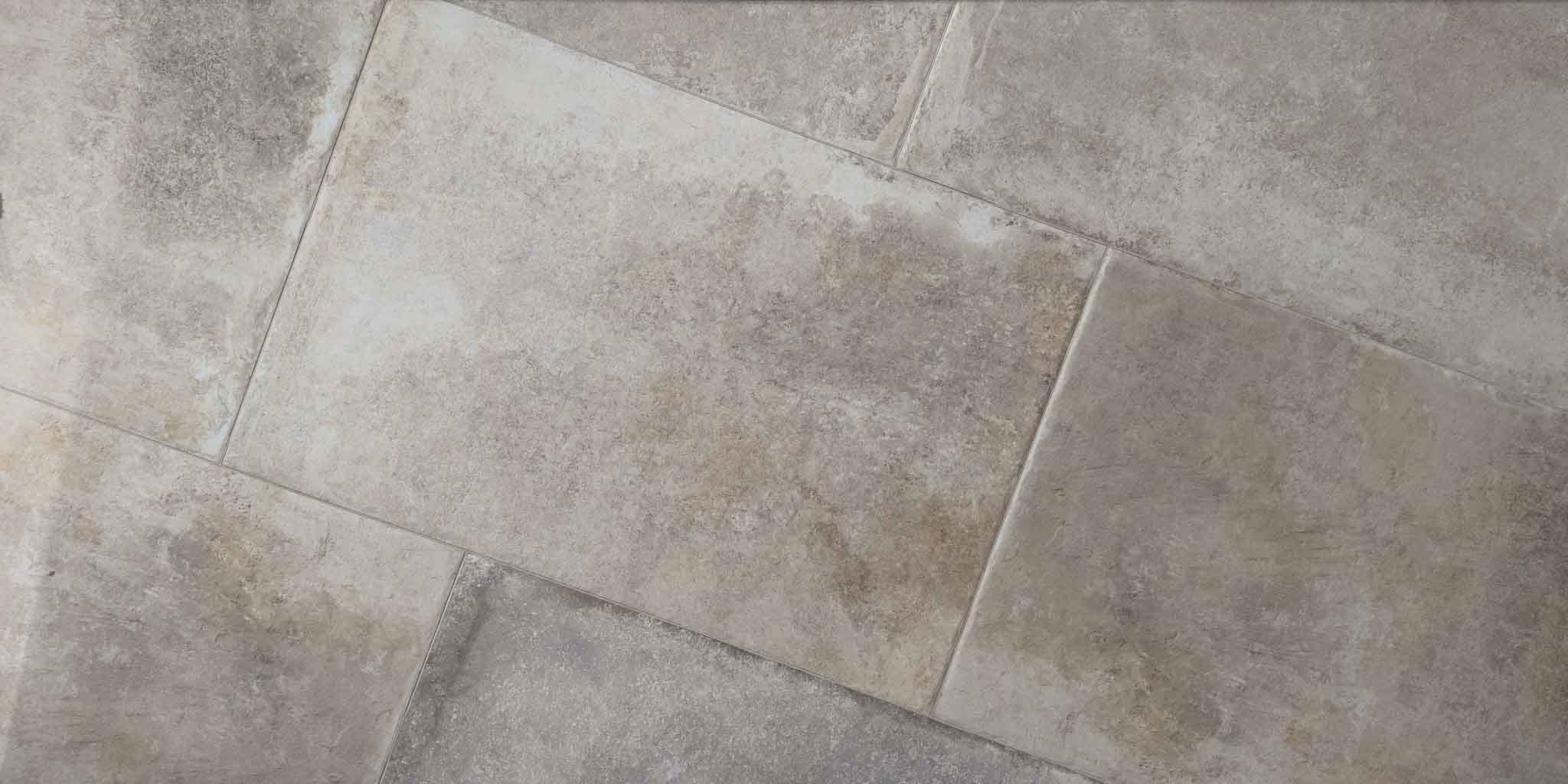 Porcelain stoneware limestone look floor tiles antique gray