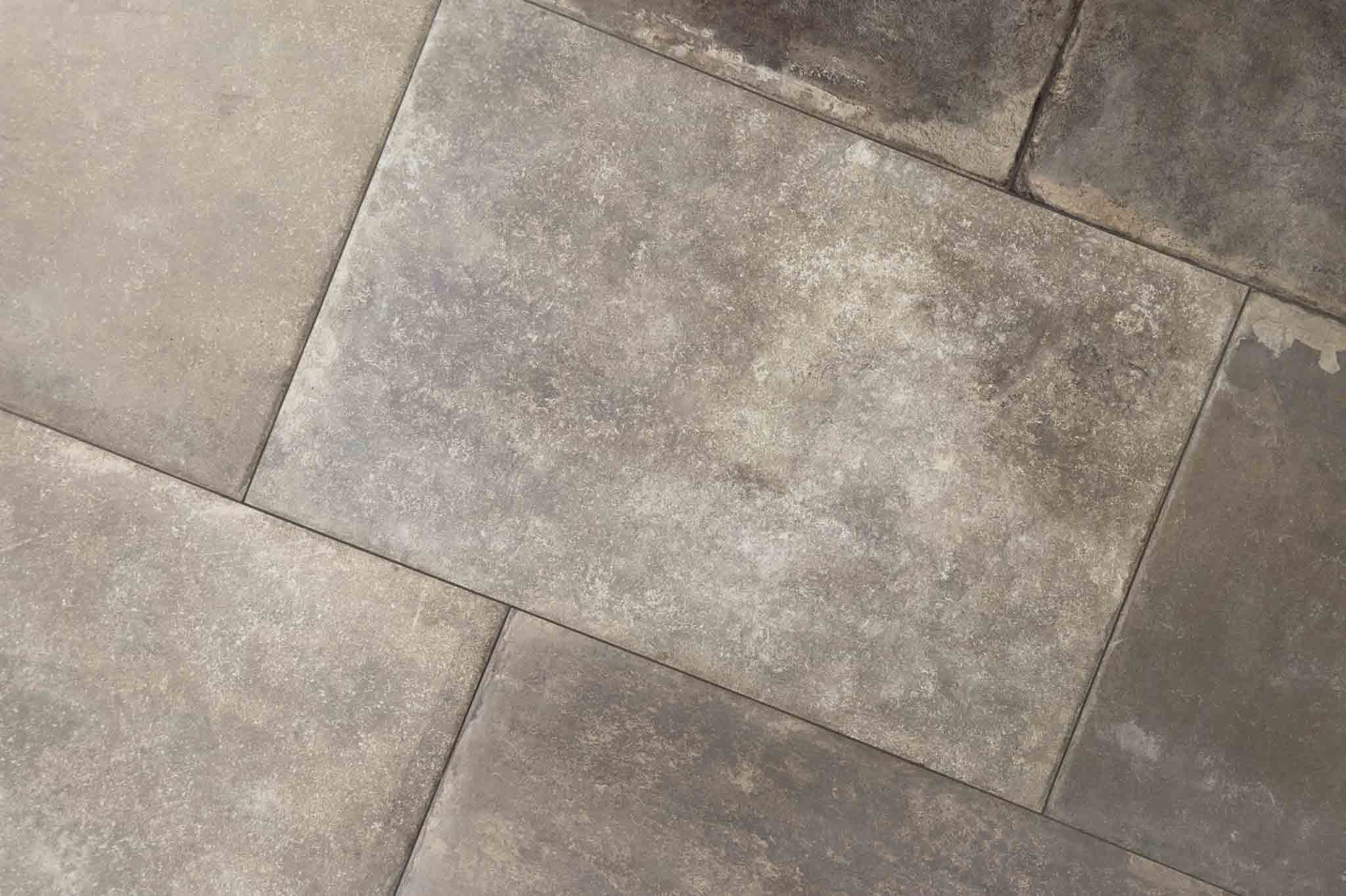 Porcelain stoneware limestone look floor tiles antique brown