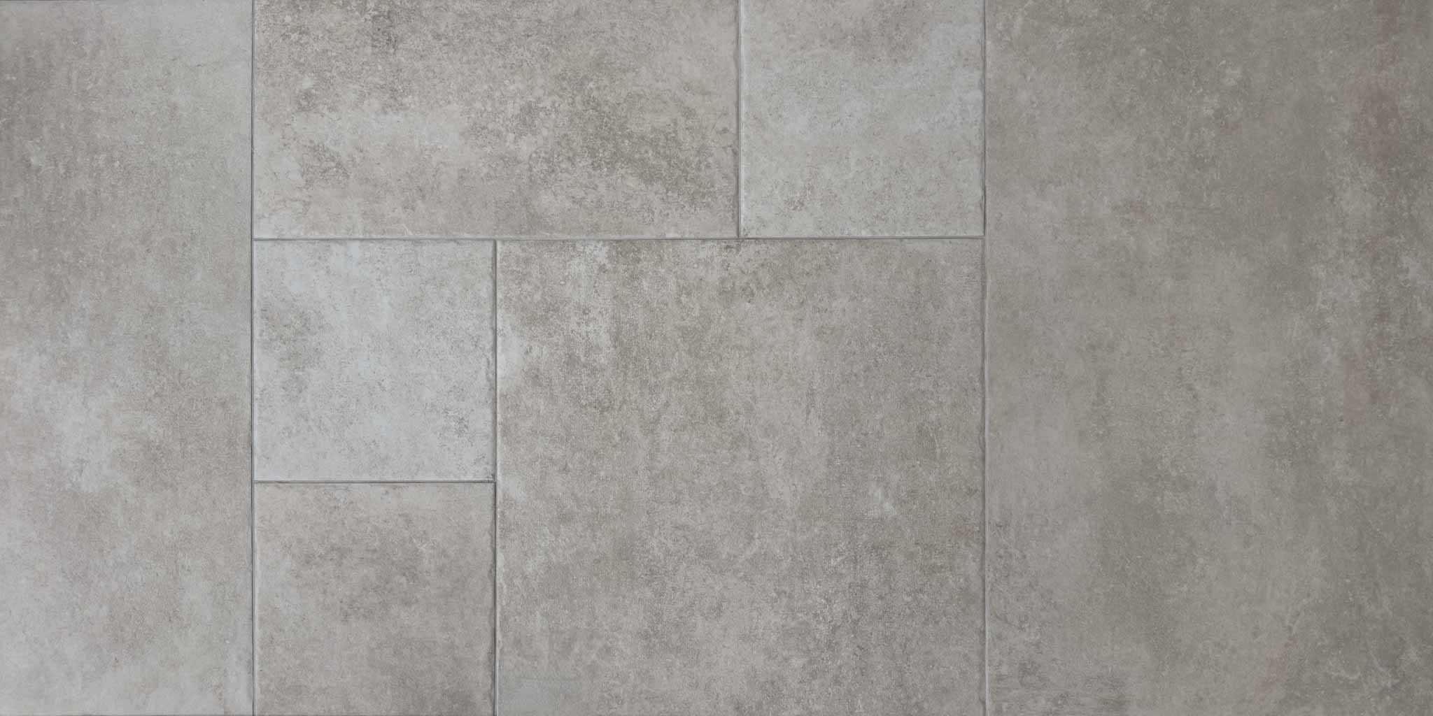 Porcelain stoneware limestone look floor tiles Roman bond beige